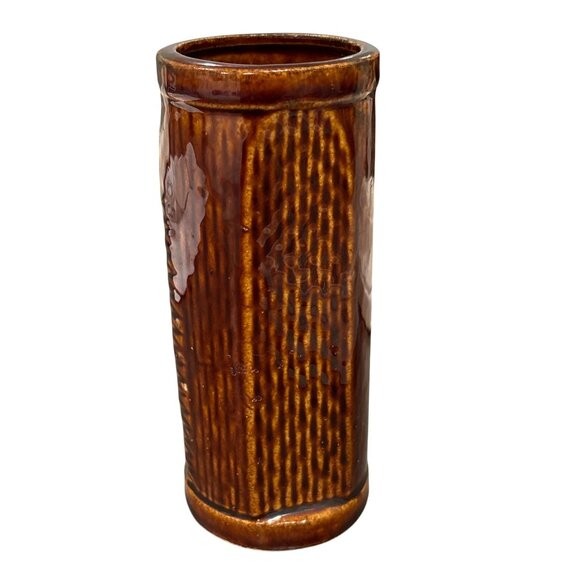 Vintage Hawaiian Tiki Brown Ceramic Mug 7" Tall Collectible Barware Decor - Picture 2 of 4